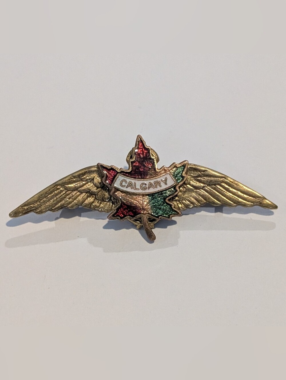 Vintage WWII Royal Canadian Air Force Sweetheart Wing Pin Calgary - Enameled